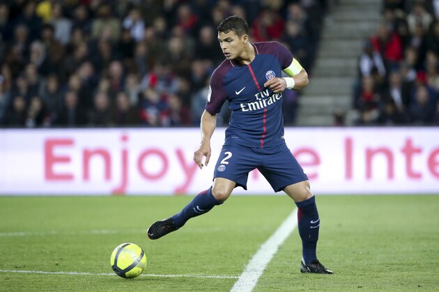PARIS, FRANCE - APRIL 15: Thiago Silva of PSG during the Ligue 1 match between Paris Saint Germain (PSG) and AS Monaco (ASM) at Parc des Princes stadium on April 15, 2018 in Paris, . (Photo by Jean Catuffe/Getty Images)