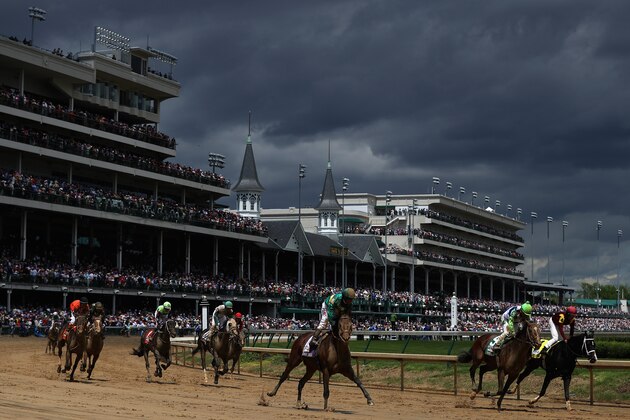 LOUISVILLE, KY - MAY 06: Horses cool down after crossing the finish in The 93rd Running of The Pat Day Mile prior to the 143rd running of the Kentucky Derby at Churchill Downs on May 6, 2017 in Louisville, Kentucky.  (Photo by Patrick Smith/Getty Images)