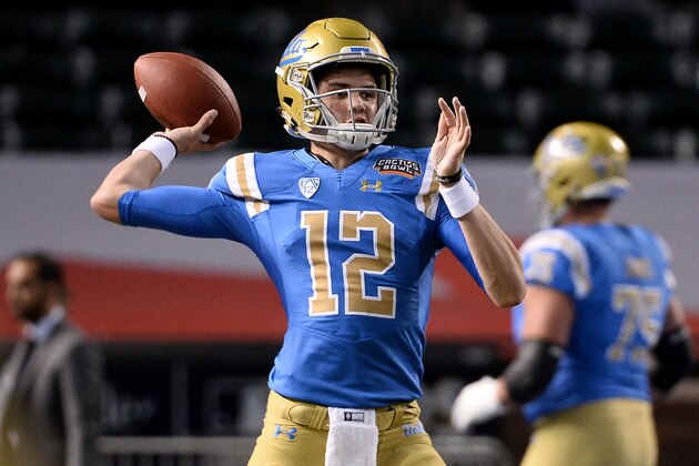 PHOENIX, AZ - DECEMBER 26: Quarterback Austin Burton #12 of the UCLA Bruins throws the football prior to the Cactus Bowl against Kansas State Wildcats at Chase Field on December 26, 2017 in Phoenix, Arizona. The Kansas State Wildcats won 35-17. (Photo by Jennifer Stewart/Getty Images) PHOENIX, AZ - DECEMBER 26: Quarterback Austin Burton #12 of the UCLA Bruins throws the football prior to the Cactus Bowl against Kansas State Wildcats at Chase Field on December 26, 2017 in Phoenix, Arizona. The Kansas State Wildcats won 35-17. (Photo by Jennifer Stewart/Getty Images)