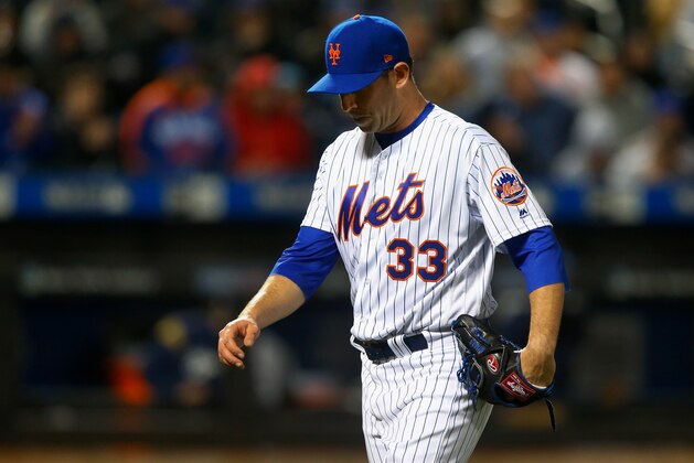 NEW YORK, NY - APRIL 14:  Matt Harvey #33 of the New York Mets walks to the dugout after the third inning against the Milwaukee Brewers at Citi Field on April 14, 2018 in the Flushing neighborhood of the Queens borough of New York City.  (Photo by Jim McIsaac/Getty Images)