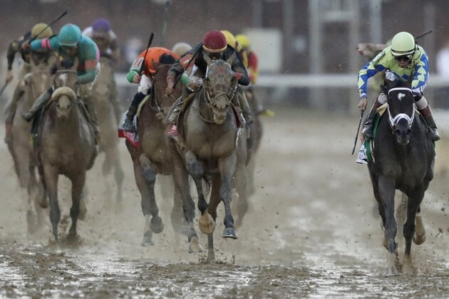John Velazquez rides Always Dreaming to victory in the 143rd running of the Kentucky Derby horse race at Churchill Downs Saturday, May 6, 2017, in Louisville, Ky. (AP Photo/Matt Slocum)