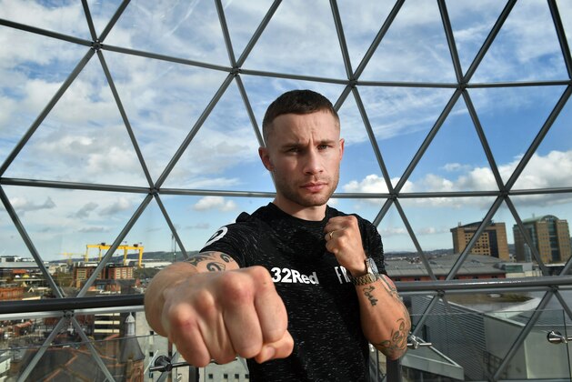 BELFAST, NORTHERN IRELAND - APRIL 19: Boxer Carl Frampton poses for a portrait at Victoria Square on April 19, 2018 in Belfast, Northern Ireland. Frampton was taking part in an open workout ahead of his World Boxing Organization interim featherweight title bout with Nonito Donaire. (Photo by Charles McQuillan/Getty Images)
