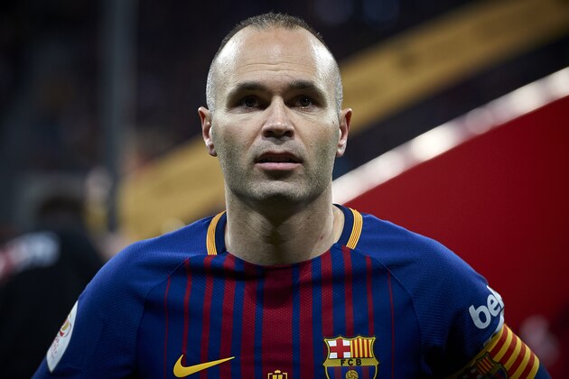 MADRID, SPAIN - APRIL 21:  Andres Iniesta of Barcelona looks on at the Spanish Copa del Rey Final match between Barcelona and Sevilla at Wanda Metropolitano on April 21, 2018 in Madrid, Spain.  (Photo by Quality Sport Images/Getty Images)