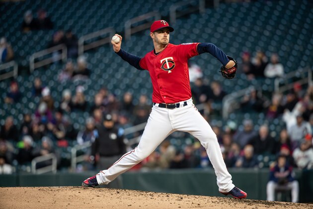 MINNEAPOLIS, MN- APRIL 10: Jake Odorizzi #12 of the Minnesota Twins pitches against the Houston Astros on April 10, 2018 at Target Field in Minneapolis, Minnesota. The Astros defeated the Twins 4-1. (Photo by Brace Hemmelgarn/Minnesota Twins/Getty Images) *** Local Caption *** Jake Odorizzi