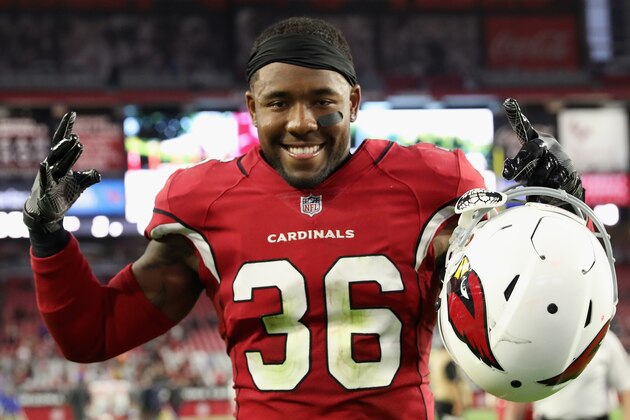 GLENDALE, AZ - DECEMBER 24:  Safety Budda Baker #36 of the Arizona Cardinals walks off the field following the NFL game against the New York Giants at the University of Phoenix Stadium on December 24, 2017 in Glendale, Arizona. The Arizona Cardinals won 23-0.  (Photo by Christian Petersen/Getty Images)