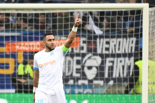 Marseille's French forward Dimitri Payet celebrates after scoring a goal during the Europa League quarter final second leg football match between Olympique de Marseille (OM) and RB Leipzig at the Velodrome stadium in Marseille on April 12, 2018. / AFP PHOTO / BORIS HORVAT        (Photo credit should read BORIS HORVAT/AFP/Getty Images)