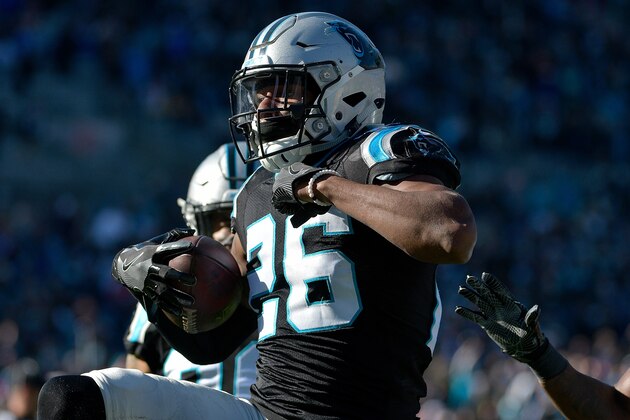 CHARLOTTE, NC - DECEMBER 10:  Daryl Worley #26 of the Carolina Panthers celebrates an interception against the Minnesota Vikings in the first quarter during their game at Bank of America Stadium on December 10, 2017 in Charlotte, North Carolina.  (Photo by Grant Halverson/Getty Images)