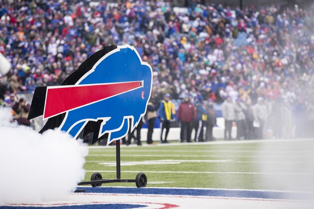 ORCHARD PARK, NY - DECEMBER 24:  The Buffalo Bills logo stands amidst smoke from pregame pyrotechnics before the game against the Miami Dolphins on December 24, 2016 at New Era Field in Orchard Park, New York. Miami defeats Buffalo 34-31 in overtime.  (Photo by Brett Carlsen/Getty Images) *** Local Caption ***
