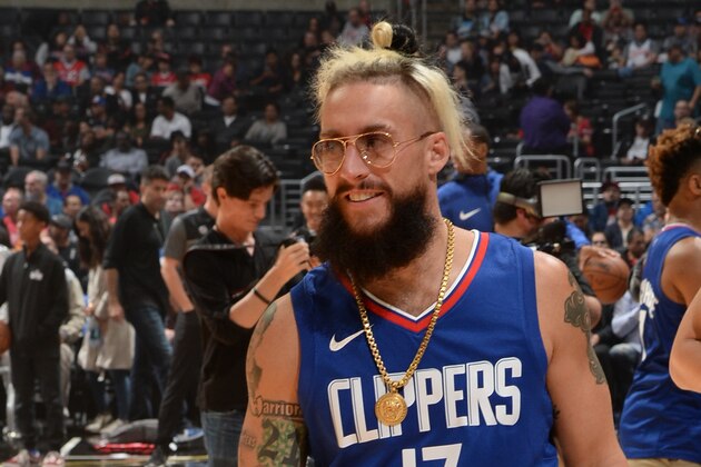 LOS ANGELES, CA - OCTOBER 28:  Wrestlers Enzo Amore and The Miz attend the game between the Detroit Pistons and the LA Clippers on October 28, 2017 at STAPLES Center in Los Angeles, California. NOTE TO USER: User expressly acknowledges and agrees that, by downloading and/or using this Photograph, user is consenting to the terms and conditions of the Getty Images License Agreement. Mandatory Copyright Notice: Copyright 2017 NBAE (Photo by Andrew D. Bernstein/NBAE via Getty Images)