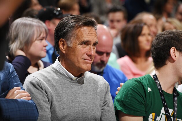 SALT LAKE CITY, UT - OCTOBER 18:  Former Governor of Massachusetts Mitt Romney attends the game between the Denver Nuggets and the Utah Jazz on October 18, 2017 at vivint.SmartHome Arena in Salt Lake City, Utah. NOTE TO USER: User expressly acknowledges and agrees that, by downloading and or using this Photograph, User is consenting to the terms and conditions of the Getty Images License Agreement. Mandatory Copyright Notice: Copyright 2017 NBAE (Photo by Garrett Ellwood/NBAE via Getty Images)