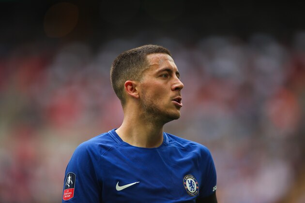 LONDON, ENGLAND - APRIL 22: Eden Hazard of Chelsea during The Emirates FA Cup Semi Final match between Chelsea and Southampton at Wembley Stadium on April 22, 2018 in London, England. (Photo by Robbie Jay Barratt - AMA/Getty Images)