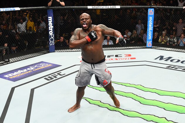 AUSTIN, TX - FEBRUARY 18:  Derrick Lewis celebrates after defeating Marcin Tybura of Poland by KO in their heavyweight bout during the UFC Fight Night event at Frank Erwin Center on February 18, 2018 in Austin, Texas.  (Photo by Josh Hedges/Zuffa LLC/Zuffa LLC via Getty Images)