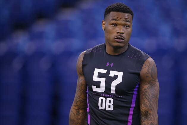 INDIANAPOLIS, IN - MARCH 05: Florida State defensive back Derwin James (DB57) is seen during the NFL Scouting Combine at Lucas Oil Stadium on March 5, 2018 in Indianapolis, Indiana. (Photo by Michael Hickey/Getty Images)