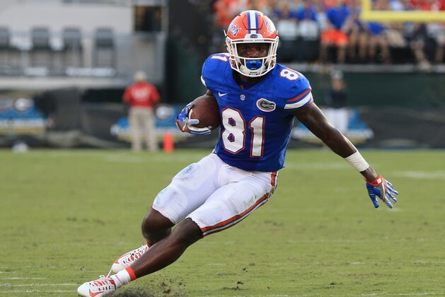 JACKSONVILLE, FL - OCTOBER 29: Antonio Callaway #81 of the Florida Gators in action during the game against the Georgia Bulldogs at EverBank Field on October 29, 2016 in Jacksonville, Florida. (Photo by Rob Foldy/Getty Images)