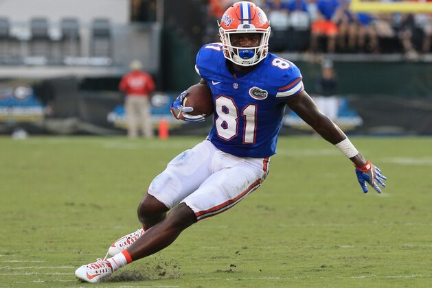 JACKSONVILLE, FL - OCTOBER 29: Antonio Callaway #81 of the Florida Gators in action during the game against the Georgia Bulldogs at EverBank Field on October 29, 2016 in Jacksonville, Florida. (Photo by Rob Foldy/Getty Images)