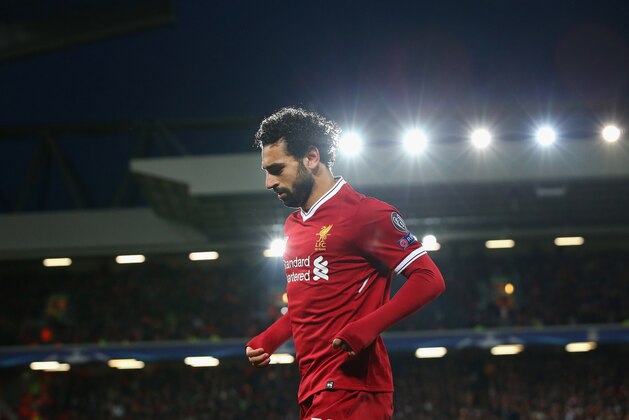 LIVERPOOL, ENGLAND - APRIL 24:  Mohamed Salah of Liverpool looks on during the UEFA Champions League Semi Final First Leg match between Liverpool and A.S. Roma at Anfield on April 24, 2018 in Liverpool, United Kingdom.  (Photo by Alex Livesey - Danehouse/Getty Images)