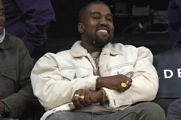 Rapper Kanye West watches during the second half of an NBA basketball game between the Los Angeles Lakers and the Memphis Grizzlies, Sunday, Nov. 5, 2017, in Los Angeles. (AP Photo/Mark J. Terrill)