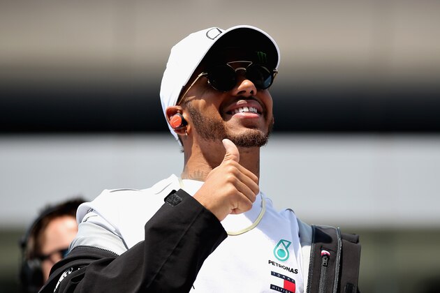 SHANGHAI, CHINA - APRIL 15: Lewis Hamilton of Great Britain and Mercedes GP on the drivers parade before the Formula One Grand Prix of China at Shanghai International Circuit on April 15, 2018 in Shanghai, China.  (Photo by Charles Coates/Getty Images)