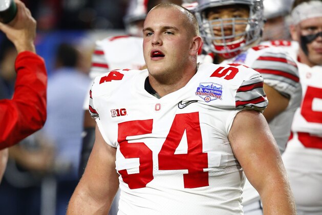 Ohio State offensive lineman Billy Price (54) warms up prior to the Fiesta Bowl NCAA college football game against Clemson, Saturday, Dec. 31, 2016, in Glendale, Ariz. (AP Photo/Ross D. Franklin)