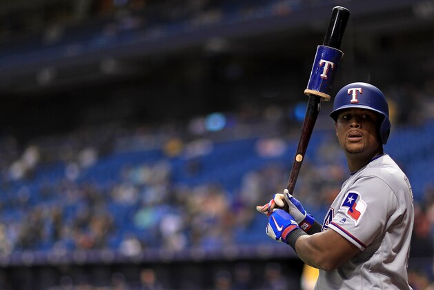 ST PETERSBURG, FL - APRIL 16:  Adrian Beltre #29 of the Texas Rangers looks on in the seventh inning during a game against the Tampa Bay Rays at Tropicana Field on April 16, 2018 in St Petersburg, Florida.  (Photo by Mike Ehrmann/Getty Images)