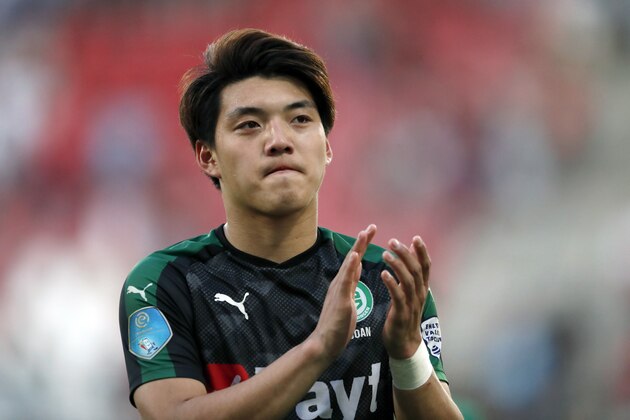 Ritsu Doan of FC Groningen during the Dutch Eredivisie match between FC Utrecht and FC Groningen at the Galgenwaard Stadium on April 19, 2018 in Utrecht, The Netherlands(Photo by VI Images via Getty Images)