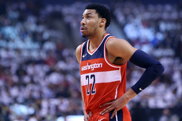 TORONTO, ON - APRIL 25:  Otto Porter Jr. #22 of the Washington Wizards looks on during the first half of Game Five against the Toronto Raptors in Round One of the 2018 NBA playoffs at Air Canada Centre on April 25, 2018 in Toronto, Canada.  NOTE TO USER: User expressly acknowledges and agrees that, by downloading and or using this photograph, User is consenting to the terms and conditions of the Getty Images License Agreement.  (Photo by Vaughn Ridley/Getty Images)'n
