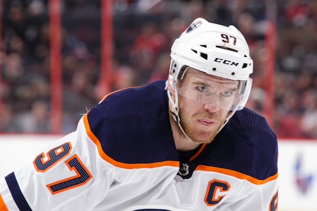 OTTAWA, ON - MARCH 22:  Connor McDavid #97 of the Edmonton Oilers looks on in a game against the Ottawa Senators at Canadian Tire Centre on March 22, 2018 in Ottawa, Ontario, Canada.  (Photo by Jana Chytilova/Freestyle Photography/Getty Images)
