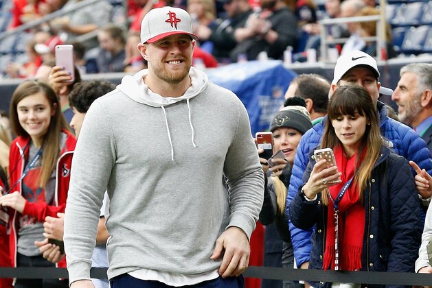 HOUSTON, TX - DECEMBER 10:  J.J. Watt #99 of the Houston Texans walks off the field after pre-game warmups at NRG Stadium on December 10, 2017 in Houston, Texas.  (Photo by Bob Levey/Getty Images)
