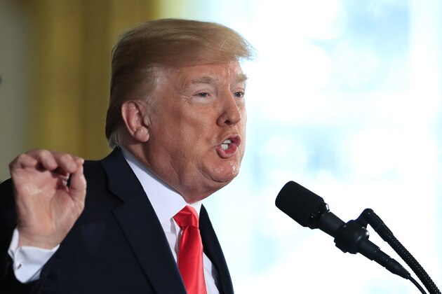 President Donald Trump speaks during a Wounded Warrior event in the East Room of the White House in Washington, Thursday, April 26, 2018. (AP Photo/Manuel Balce Ceneta)