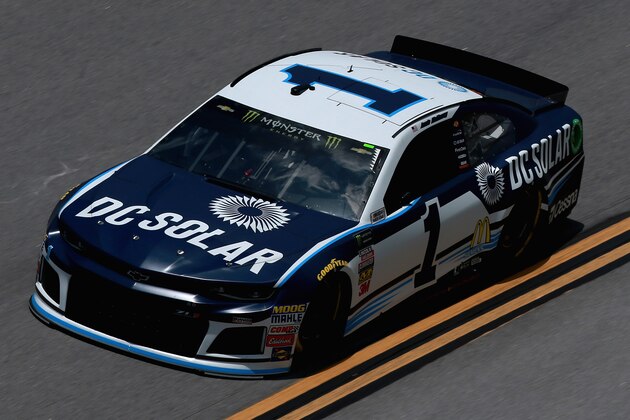 TALLADEGA, AL - APRIL 27:  Jamie McMurray, driver of the #1 DC Solar Chevrolet, practices for the Monster Energy NASCAR Cup Series GEICO 500 at Talladega Superspeedway on April 27, 2018 in Talladega, Alabama.  (Photo by Sean Gardner/Getty Images)