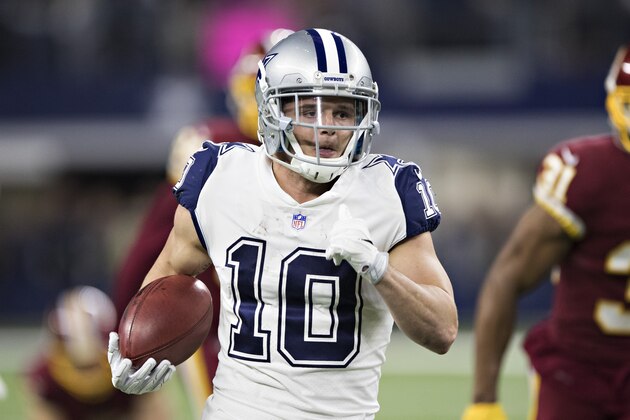 ARLINGTON, TX - NOVEMBER 30:  Ryan Switzer #10 of the Dallas Cowboys runs the ball for a touchdown during a game against the Washington Redskins at AT&T Stadium on November 30, 2017 in Arlington, Texas.  The Cowboys defeated the Redskins 38-14.  (Photo by Wesley Hitt/Getty Images)