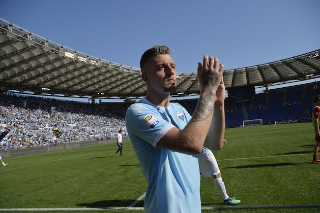 ROME, ROME - APRIL 22:  Sergej Milinkovic Savic of SS Lazio celebrates a winner game after the serie A match between SS Lazio and UC Sampdoria at Stadio Olimpico on April 22, 2018 in Rome, Italy.  (Photo by Marco Rosi/Getty Images)