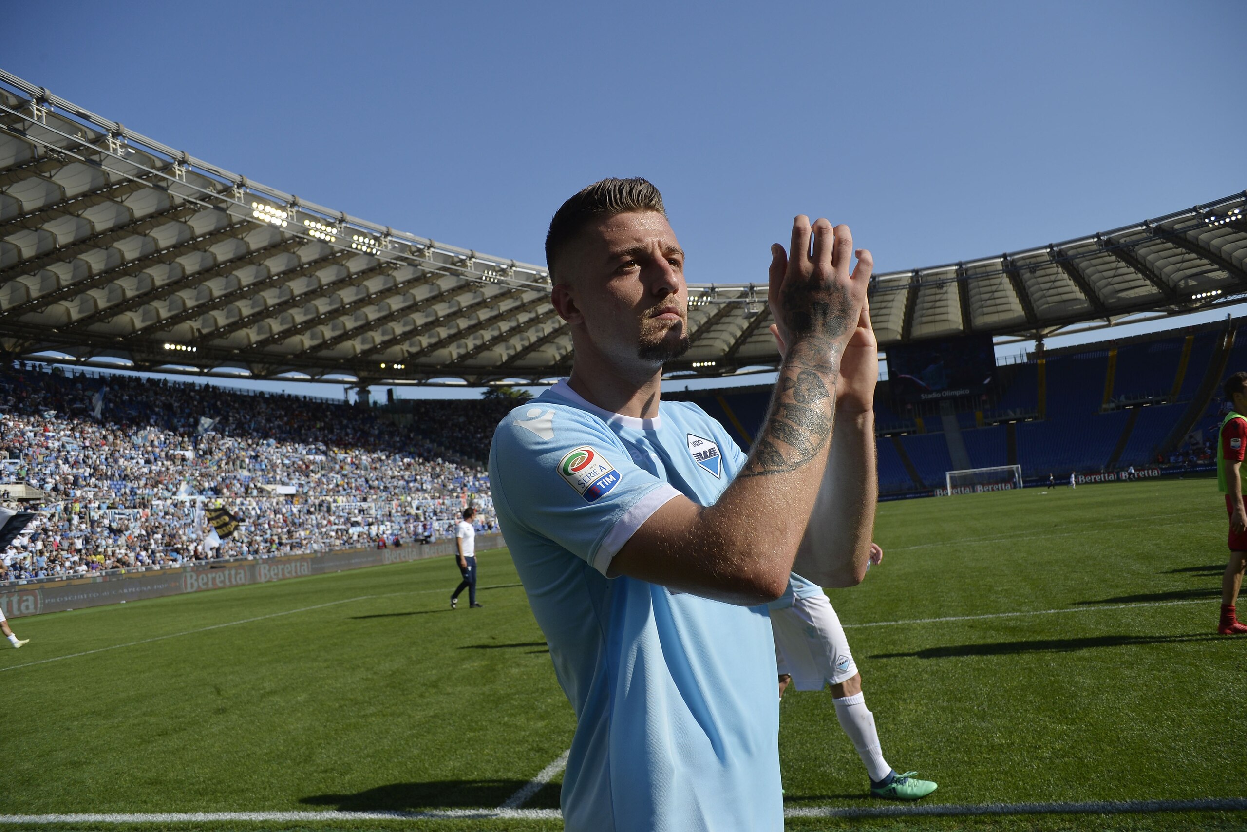 ROME, ROME - APRIL 22:  Sergej Milinkovic Savic of SS Lazio celebrates a winner game after the serie A match between SS Lazio and UC Sampdoria at Stadio Olimpico on April 22, 2018 in Rome, Italy.  (Photo by Marco Rosi/Getty Images)