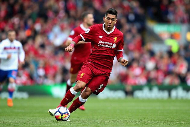 LIVERPOOL, ENGLAND - APRIL 28:  Roberto Firmino of Liverpool in action during the Premier League match between Liverpool and Stoke City at Anfield on April 28, 2018 in Liverpool, England.  (Photo by Chris Brunskill Ltd/Getty Images)