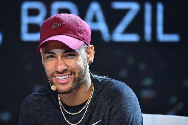 Brazilian PSG's footballer Neymar Junior takes part in a promotional event of the Chinese consumer electronic brand TCL for the media, in Sao Paulo, Brazil, on April 17, 2018.
Brazilian superstar Neymar said Tuesday that he won't be back playing at least until the second half of May, when he is scheduled to have his final medical exam following foot surgery. / AFP PHOTO / Nelson ALMEIDA        (Photo credit should read NELSON ALMEIDA/AFP/Getty Images)