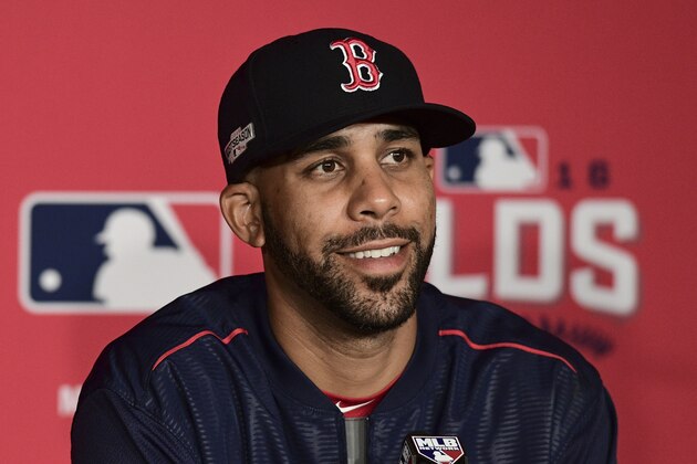 Boston Red Sox pitcher David Price smiles while talking with the media before baseball Game 1 of an American League Division Series against the Cleveland Indians, Thursday, Oct. 6, 2016 in Cleveland. (AP Photo/David Dermer)