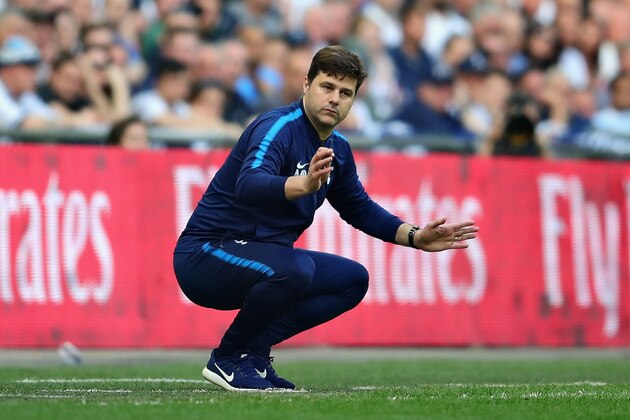 LONDON, ENGLAND - APRIL 21:  Manager of Tottenham Hotspur Mauricio Pochettino, looks on from the sideline during The Emirates FA Cup Semi Final match between Manchester United and Tottenham Hotspur at Wembley Stadium on April 21, 2018 in London, England.  (Photo by Chris Brunskill Ltd/Getty Images)
