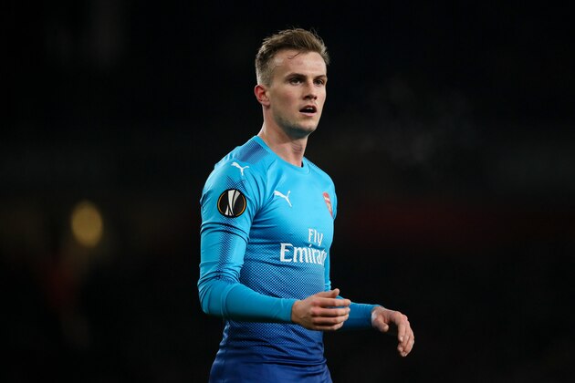 LONDON, ENGLAND - FEBRUARY 22: Rob Holding of Arsenal during UEFA Europa League Round of 32 match between Arsenal and Ostersunds FK at the Emirates Stadium on February 22, 2018 in London, United Kingdom. (Photo by Matthew Ashton - AMA/Getty Images)