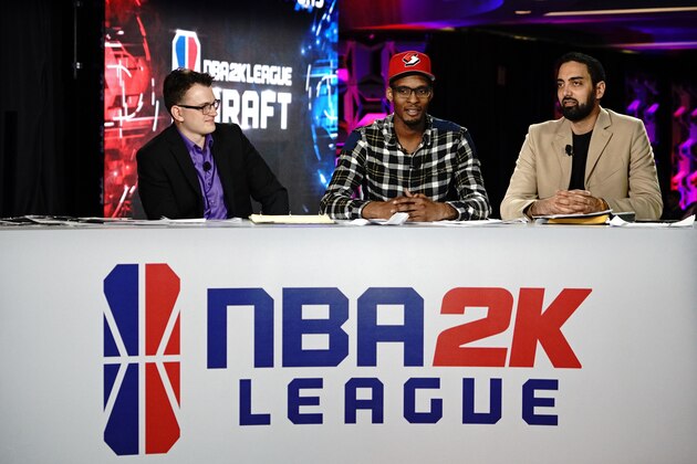 NEW YORK, NY - APRIL 04: Ronnie 2k and Jamie Ruiz interview Andron Thomas aka Lavish_phenom, 4th round draft pick of Blazer5 Gaming - after being selected during the NBA2K Draft on April 4, 2018 in New York, New York at the Hulu Theater. NOTE TO USER: User expressly acknowledges and agrees that, by downloading and/or using this photograph, user is consenting to the terms and conditions of the Getty Images License Agreement.  Mandatory Copyright Notice: Copyright 2018 NBAE (Photo by Stephen Han/NBAE via Getty Images)