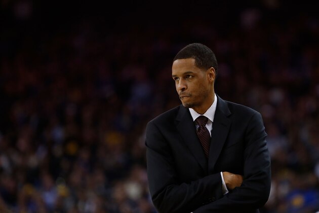 OAKLAND, CA - DECEMBER 29: Charlotte Hornets acting head coach Stephen Silas looks on from the bench during the game against the Golden State Warriors at ORACLE Arena on December 29, 2017 in Oakland, California. NOTE TO USER: User expressly acknowledges and agrees that, by downloading and or using this photograph, User is consenting to the terms and conditions of the Getty Images License Agreement. (Photo by Lachlan Cunningham/Getty Images)
