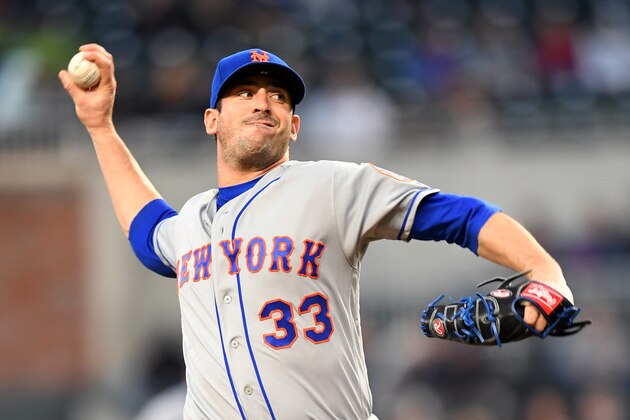 ATLANTA, GA - APRIL 19: Matt Harvey #33 of the New York Mets throws a second-inning pitch against the Atlanta Braves at SunTrust Park on April 19, 2018 in Atlanta, Georgia. (Photo by Scott Cunningham/Getty Images)