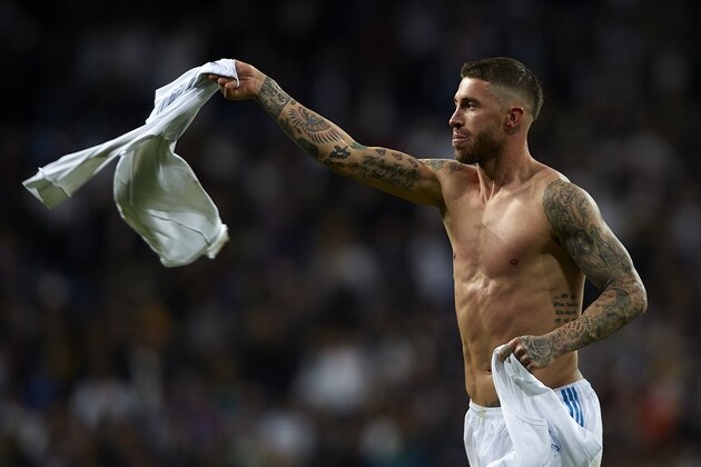 MADRID, SPAIN - MAY 01:  Sergio Ramos of Real Madrid celebrates after the UEFA Champions League Semi Final Second Leg match between Real Madrid and Bayern Muenchen at the Bernabeu on May 1, 2018 in Madrid, Spain.  (Photo by Quality Sport Images/Getty Images)
