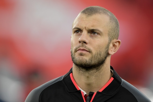 LONDON, ENGLAND - APRIL 26: Jack Wilshere of Arsenal looks on prior to the UEFA Europa League Semi Final leg one match between Arsenal FC and Atletico Madrid at Emirates Stadium on April 26, 2018 in London, United Kingdom. (Photo by TF-Images/Getty Images)