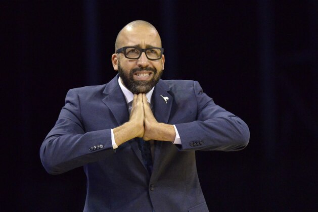 Memphis Grizzlies head coach David Fizdale reacts from the sideline in the first half of an NBA basketball game against the Dallas Mavericks Thursday, Oct. 26, 2017, in Memphis, Tenn. (AP Photo/Brandon Dill)