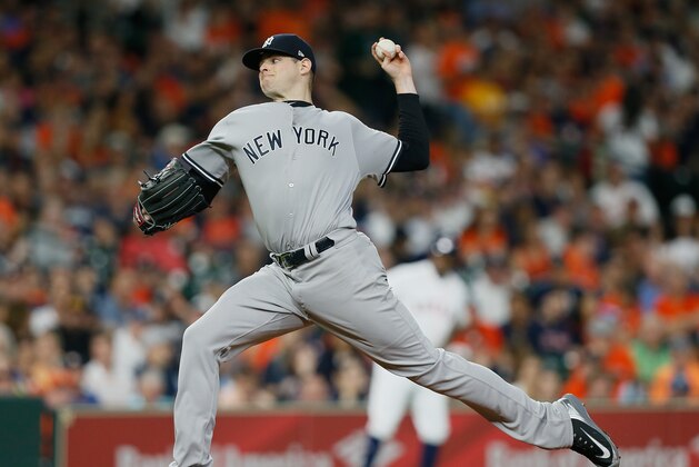 HOUSTON, TX - MAY 01:  Jordan Montgomery #47 of the New York Yankees pitches in the first inning against the Houston Astros at Minute Maid Park on May 1, 2018 in Houston, Texas.  (Photo by Bob Levey/Getty Images)