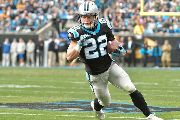CHARLOTTE, NC - DECEMBER 17:  Christian McCaffrey #22 of the Carolina Panthers during their game against the Green Bay Packers at Bank of America Stadium on December 17, 2017 in Charlotte, North Carolina. The Panthers won 31-24.  (Photo by Grant Halverson/Getty Images)