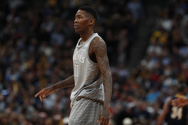 Minnesota Timberwolves guard Jamal Crawford (11) in the second half of an NBA basketball game Thursday, April 5, 2018, in Denver. The Nuggets won 100-96. (AP Photo/David Zalubowski)