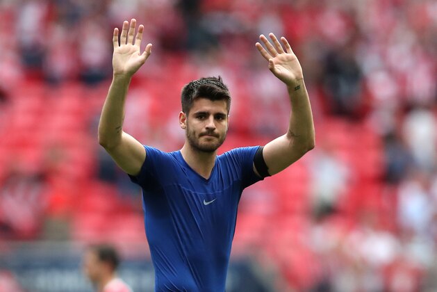 LONDON, ENGLAND - APRIL 22:  Alvaro Morata of Chelsea celebrates after winning The Emirates FA Cup Semi Final match between Chelsea and Southampton at Wembley Stadium on April 22, 2018 in London, England.  (Photo by Dan Istitene/Getty Images)