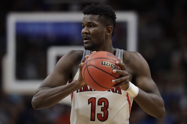 Arizona forward Deandre Ayton holds the ball against Buffalo during the first half of a first-round game in the NCAA men's college basketball tournament Thursday, March 15, 2018, in Boise, Idaho. (AP Photo/Ted S. Warren)