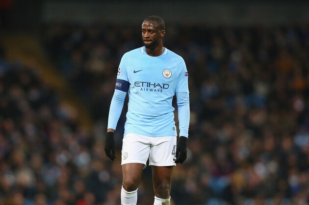 MANCHESTER, ENGLAND - MARCH 07:  Yaya Toure of Manchester City during the UEFA Champions League Round of 16 Second Leg match between Manchester City and FC Basel at Etihad Stadium on March 7, 2018 in Manchester, United Kingdom.  (Photo by Alex Livesey - Danehouse/Getty Images)
